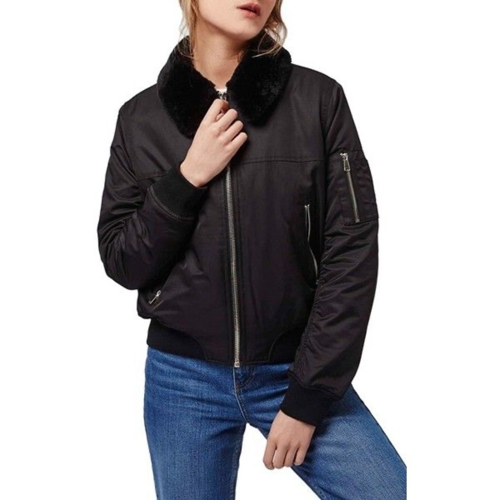 Topshop fur bomber jacket